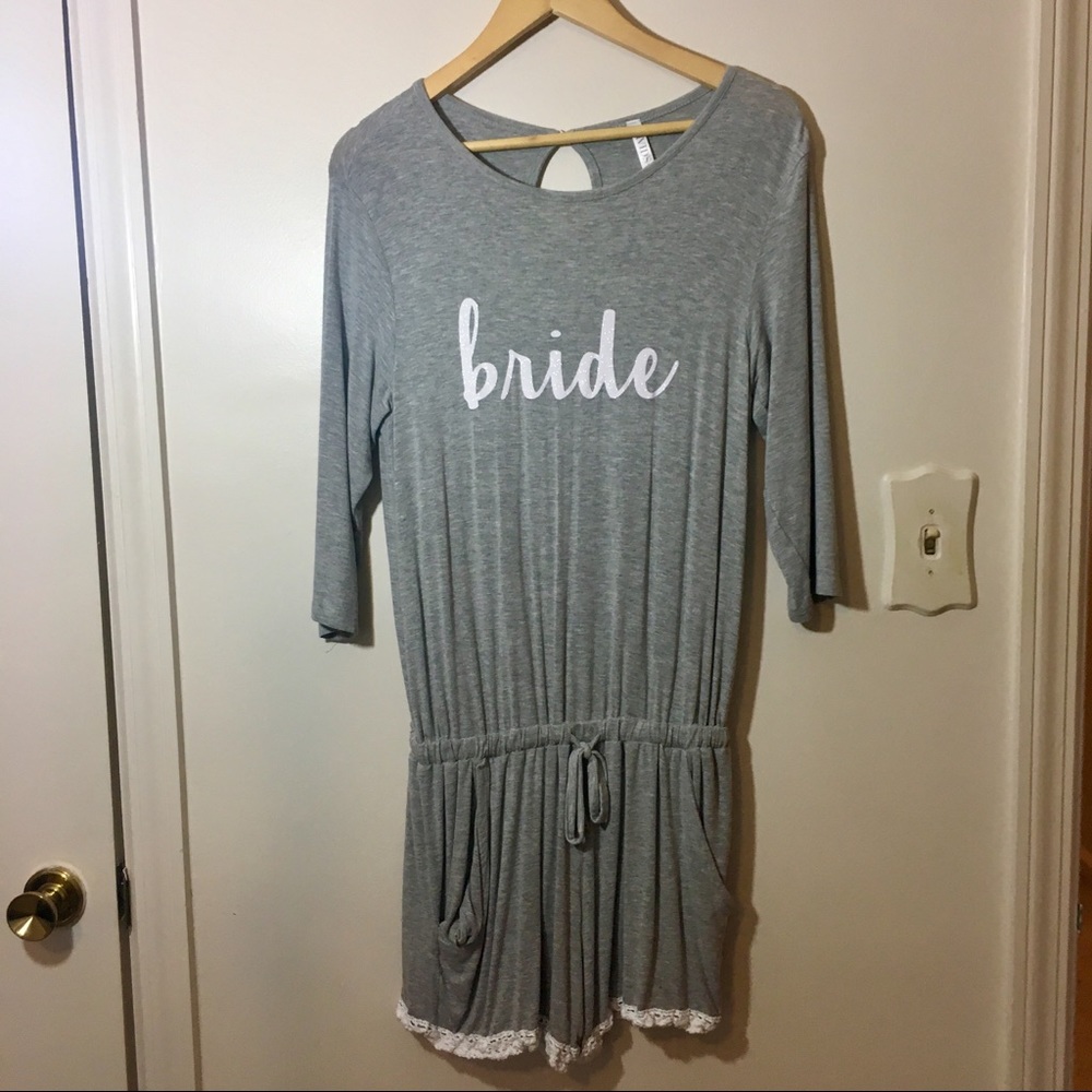 Bride romper gray with pockets short jumpsuit